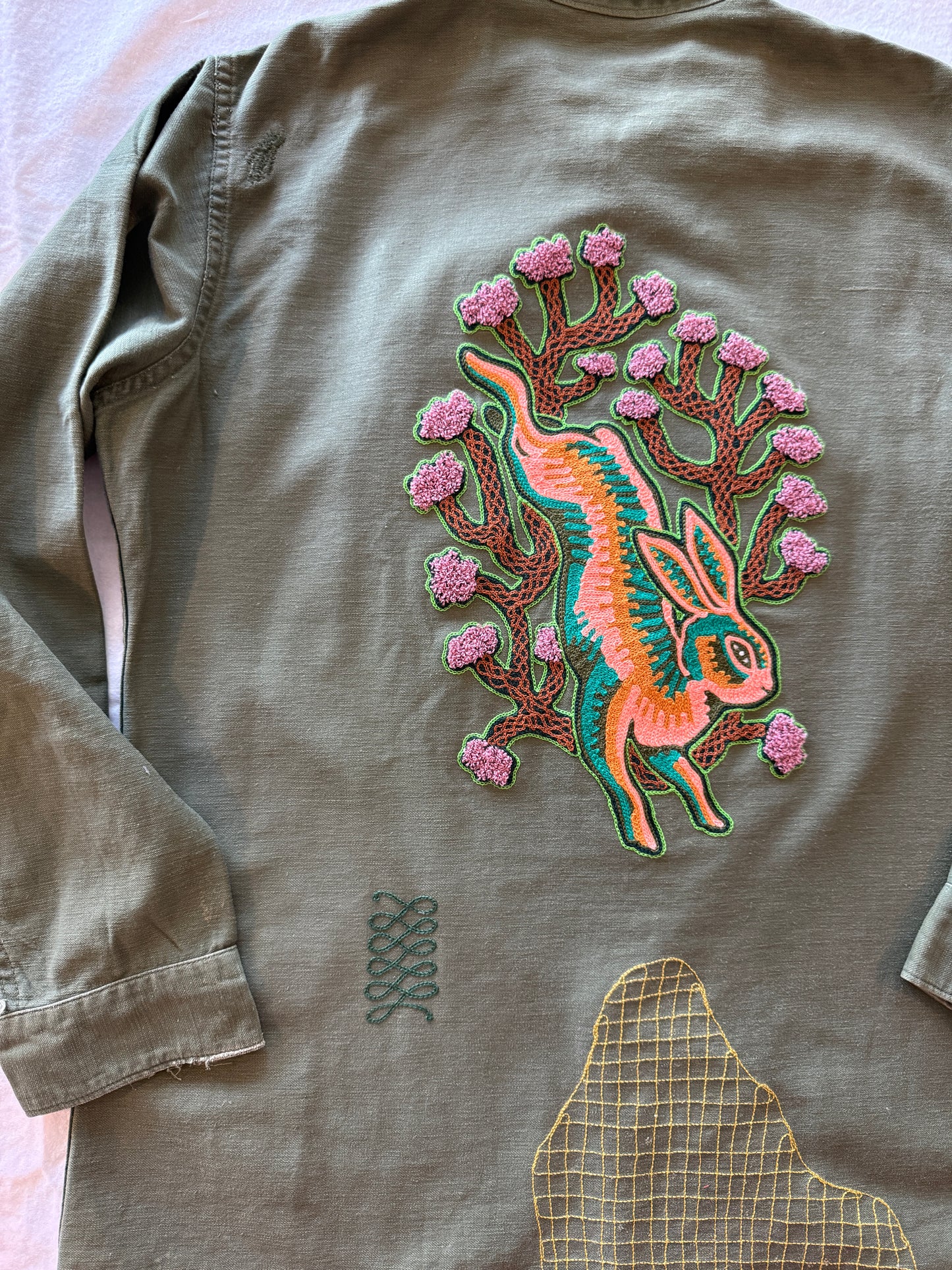 Vintage Military Shirt - Jackrabbit Owl