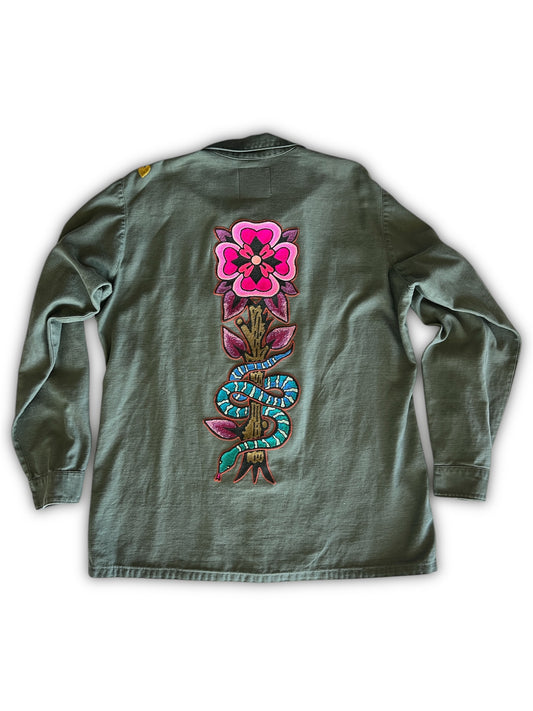 Vintage Military Shirt - Cowgirl Snake Bloom