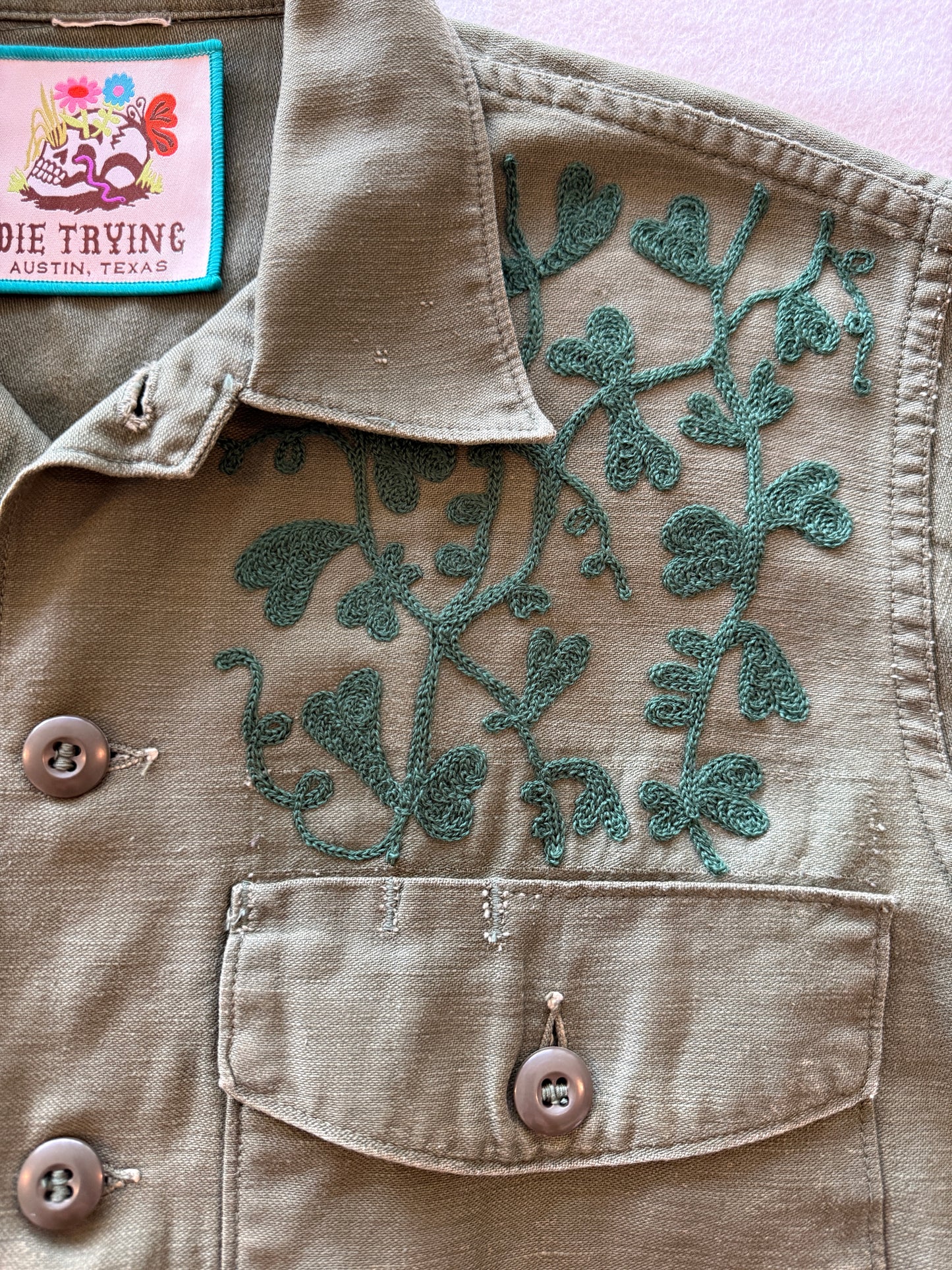 Vintage Military Shirt - Jackrabbit Owl
