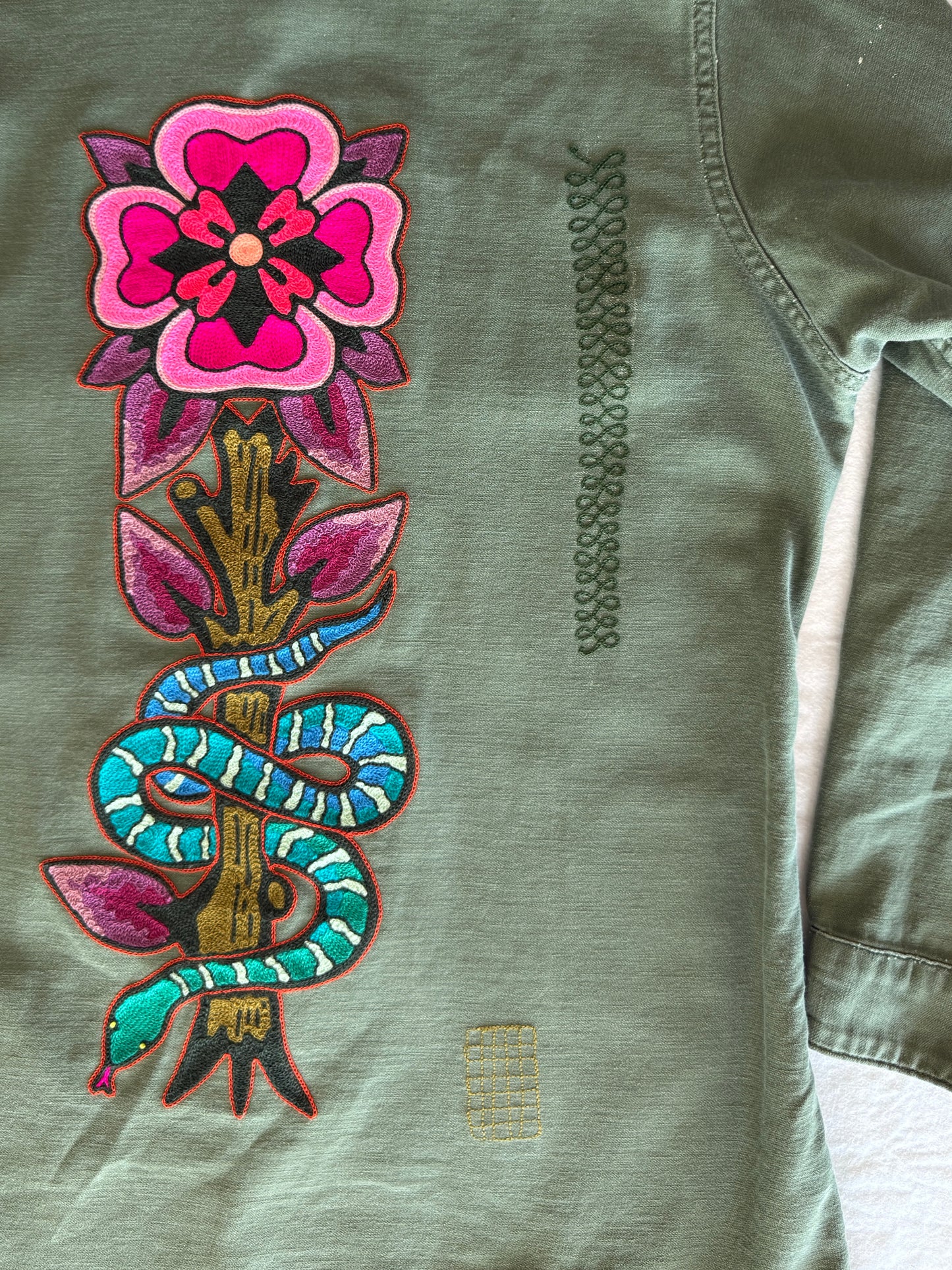 Vintage Military Shirt - Snake Bloom
