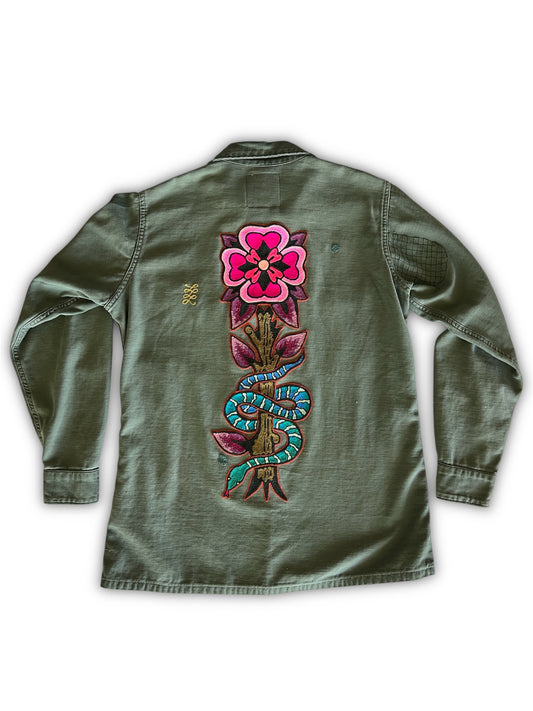Vintage Military Shirt - Sunshine Snake Bloom