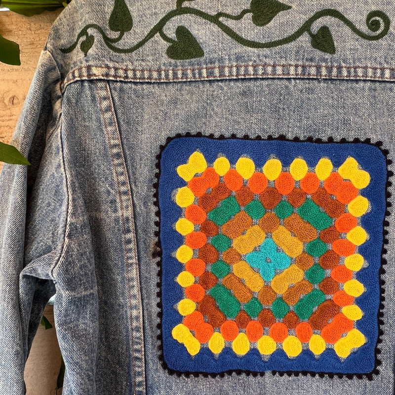 Vintage Denim Jacket - Granny Square