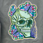 Vintage Military Shirt - Green Skull & Butterflies