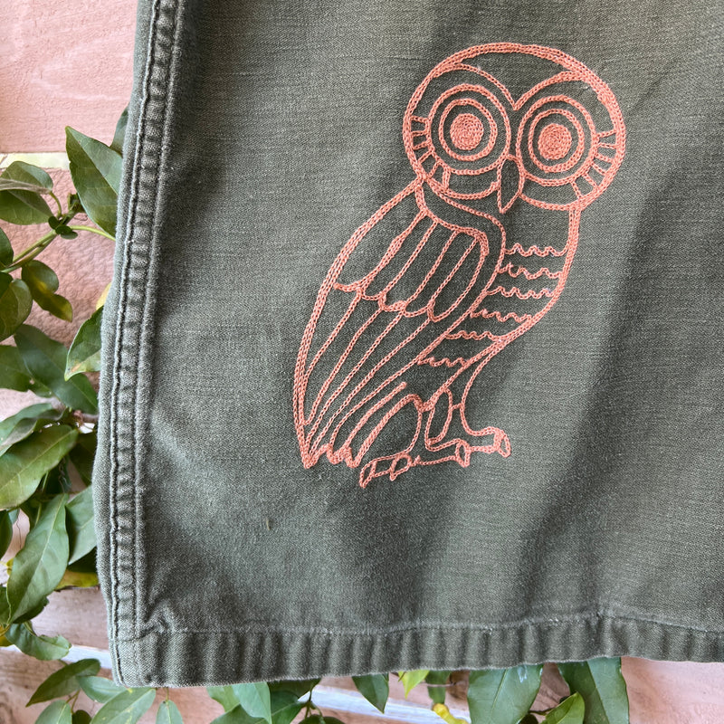 Vintage Military Shirt - Agave Owl