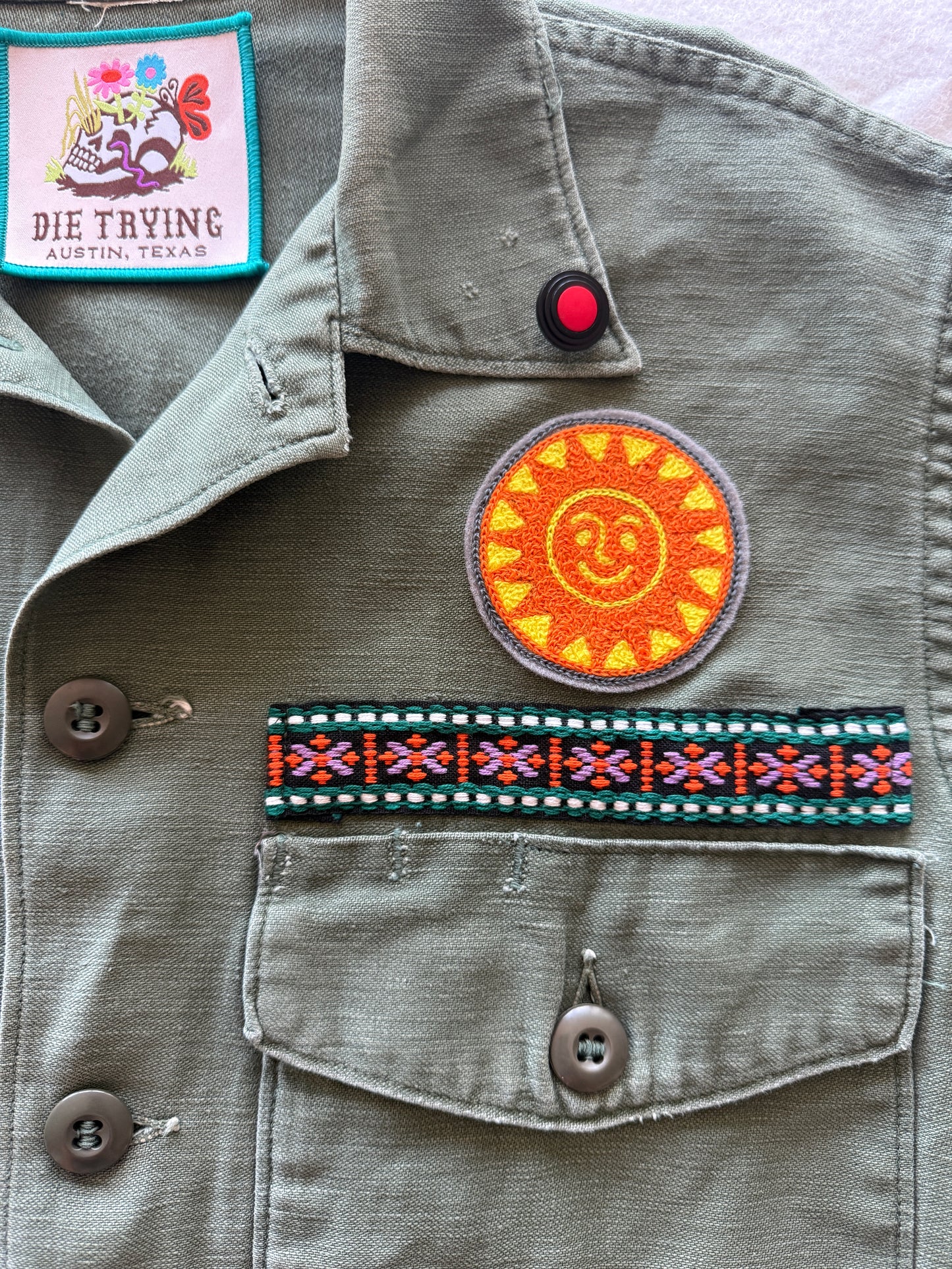 Vintage Military Shirt - Folk Birds