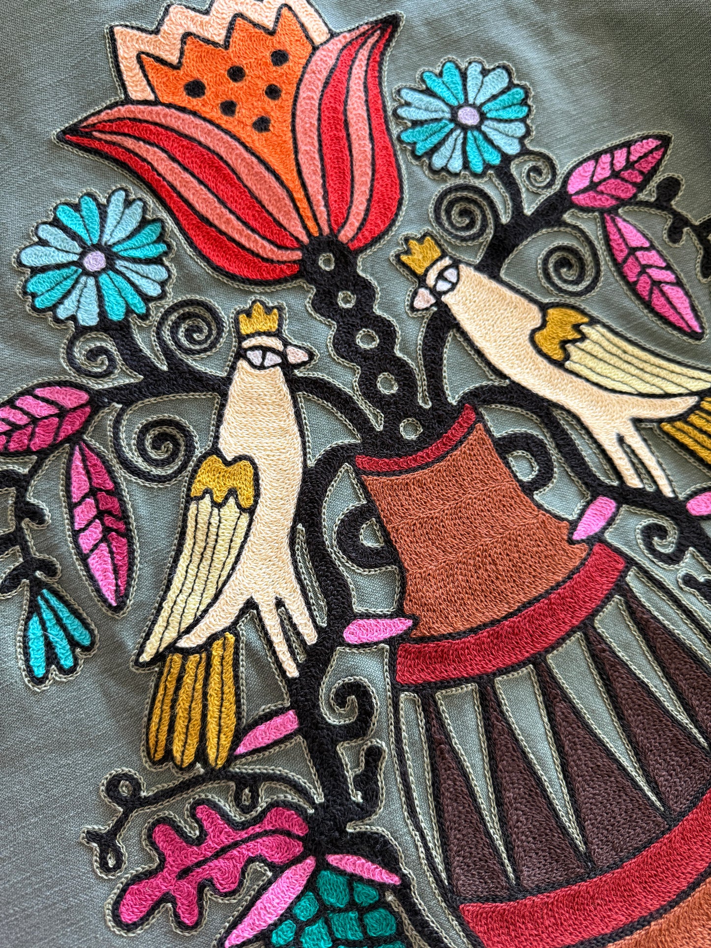 Vintage Military Shirt - Folk Birds