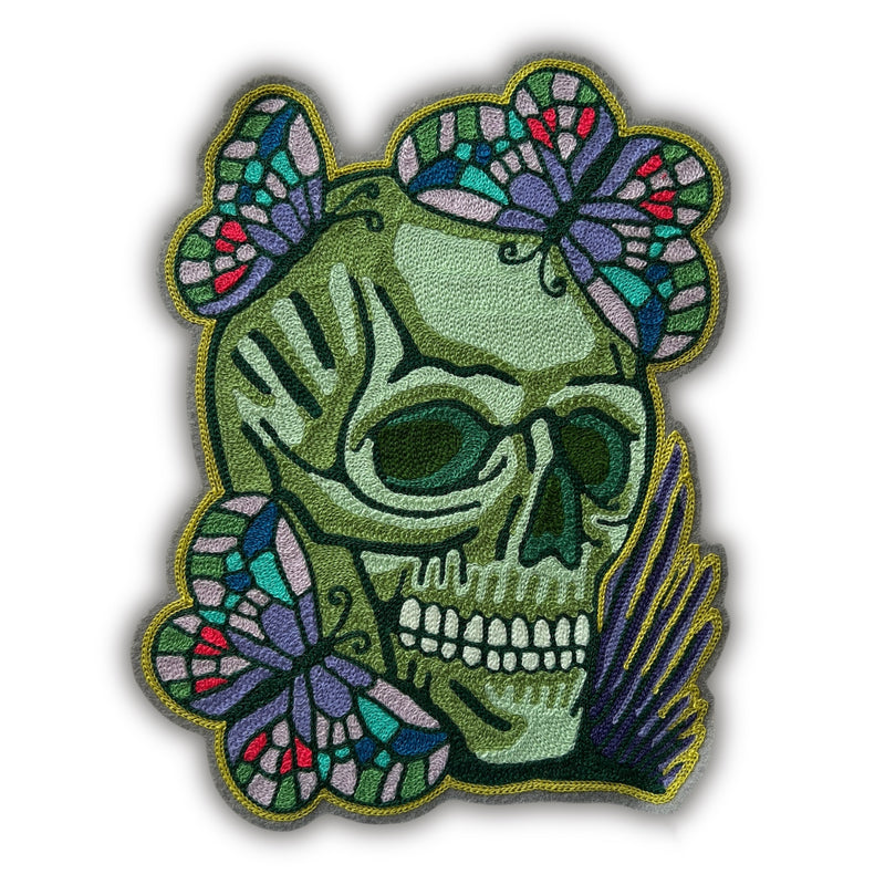 Butterflies Skull Backpatch - Green