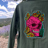 Vintage Military Shirt - Pink Skull & Butterflies