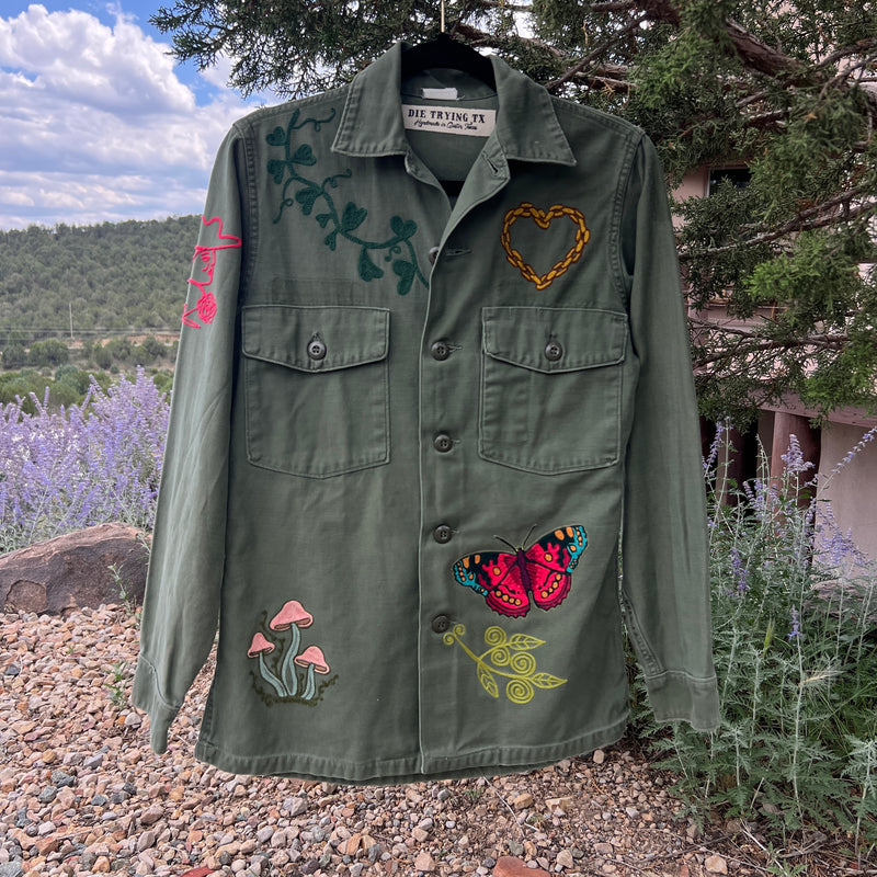 Vintage Military Shirt - Rock Rose Sunset