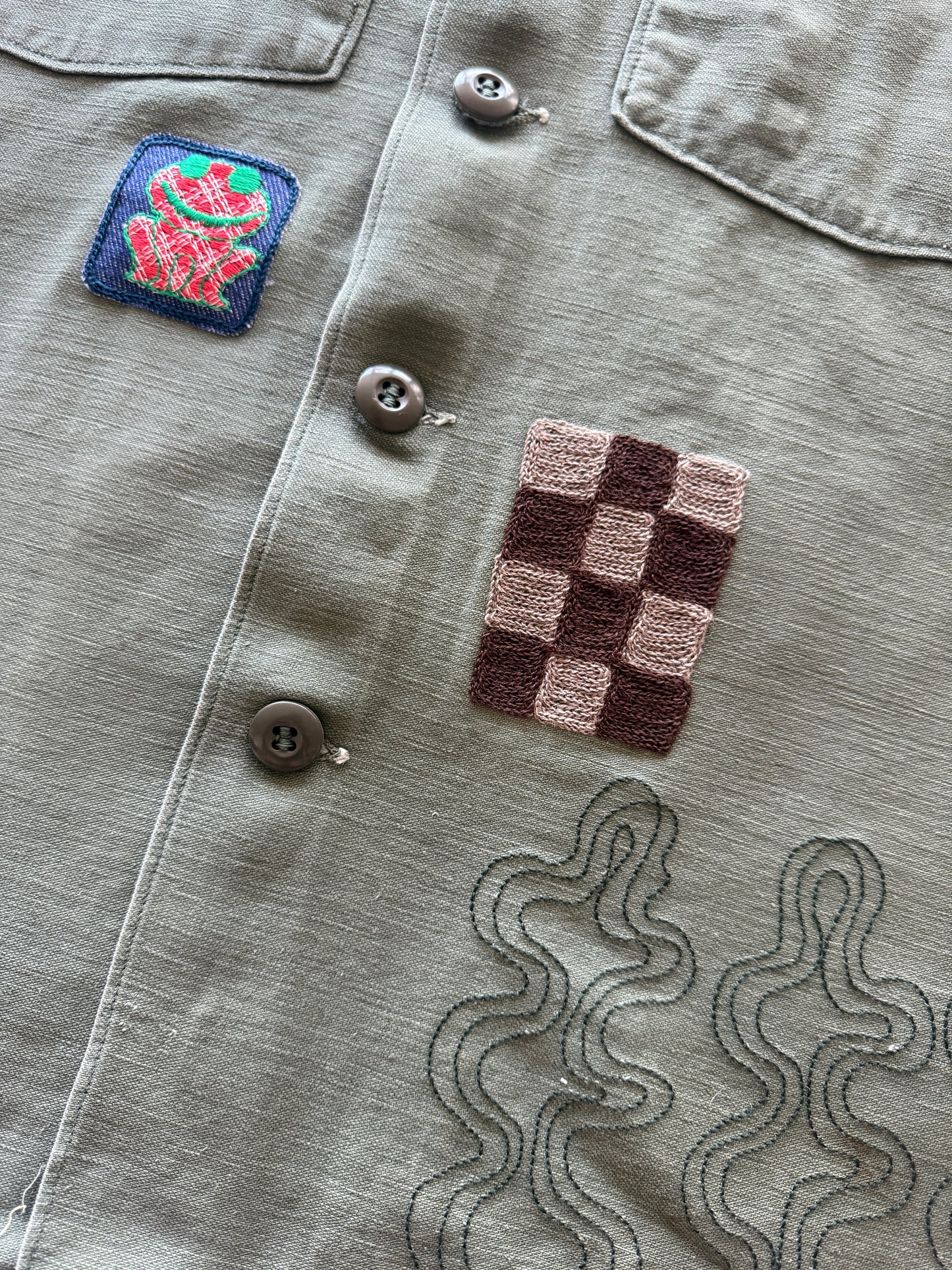 Vintage Military Shirt - Folk Birds
