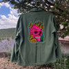 Vintage Military Shirt - Pink Skull & Butterflies