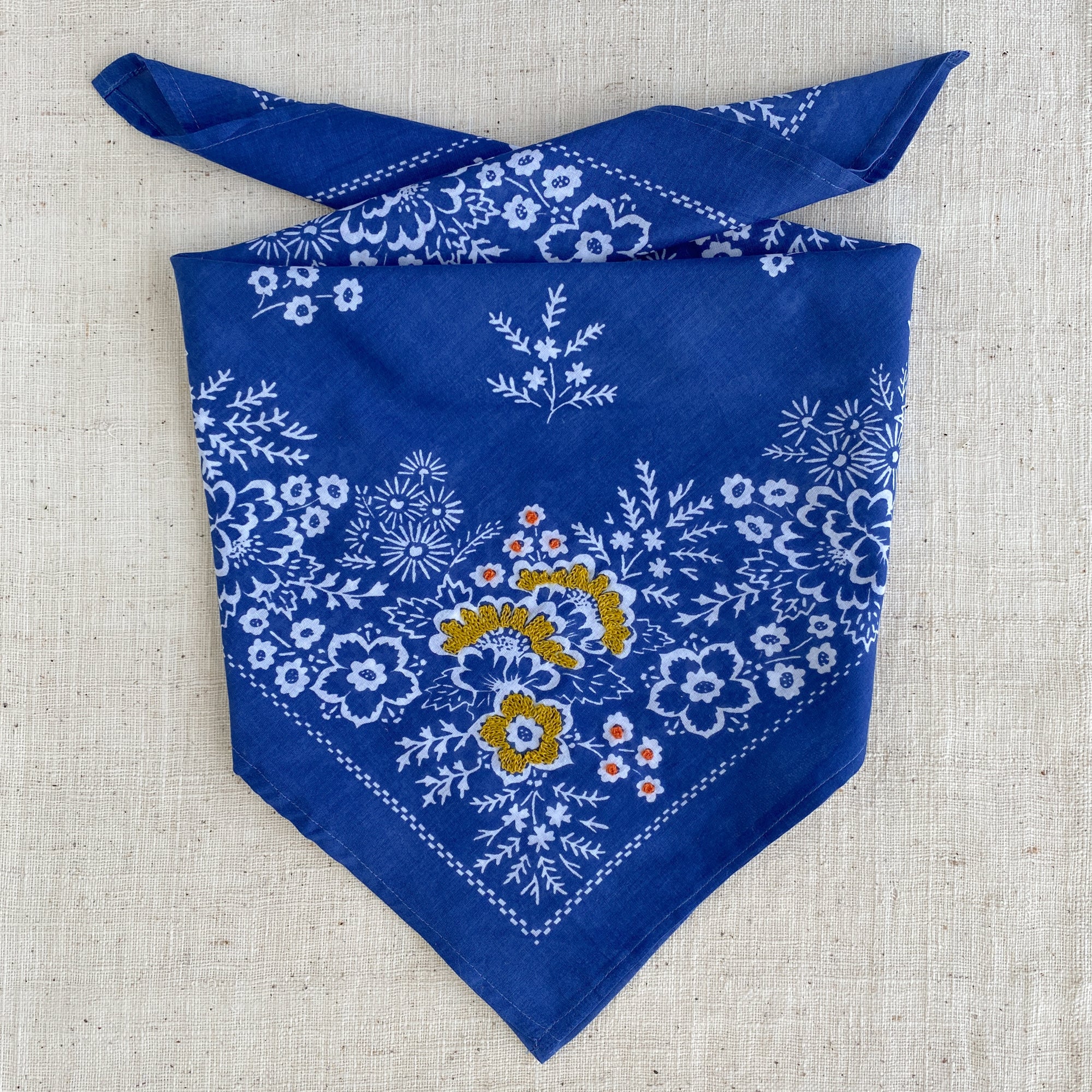 Embroidered Azure Field Bandana-Cotton – DieTrying TX