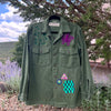 Vintage Military Shirt - Green Ponies