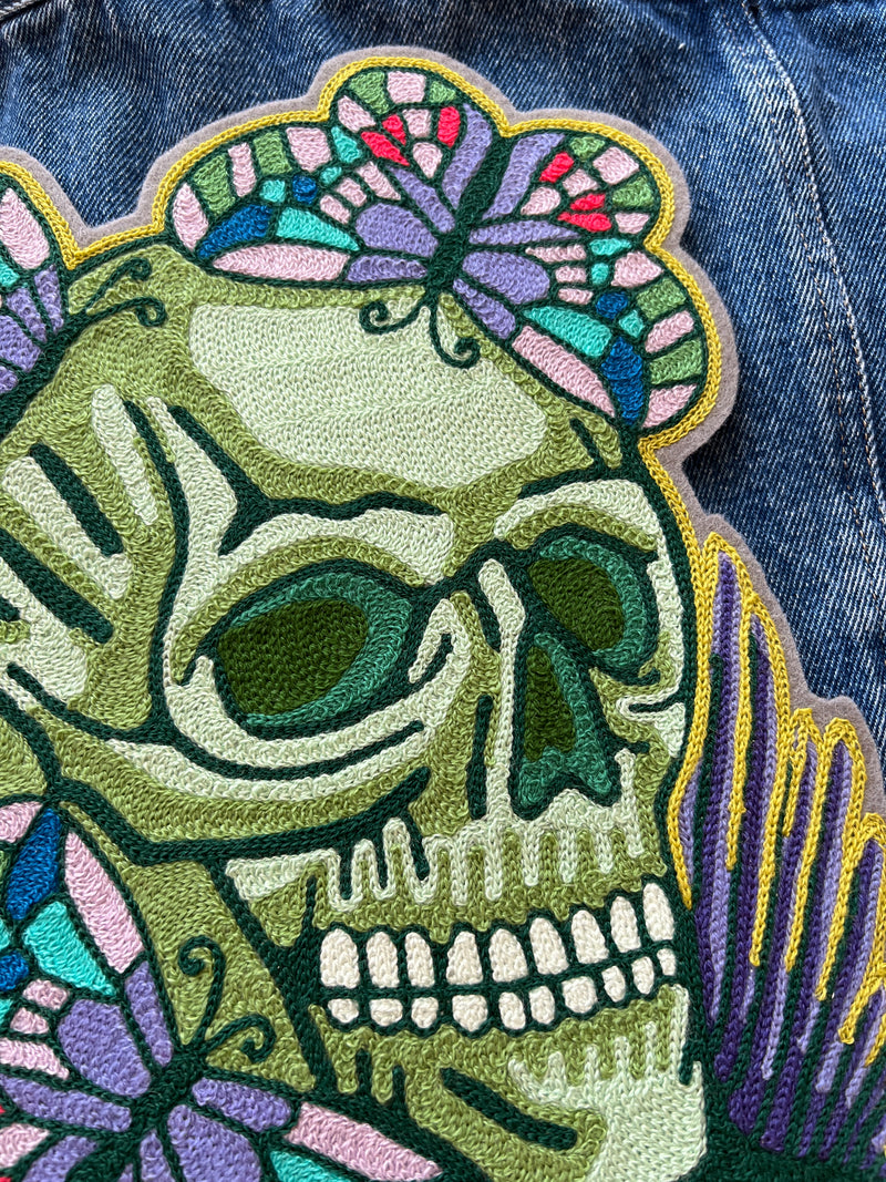 Butterflies Skull Backpatch - Green