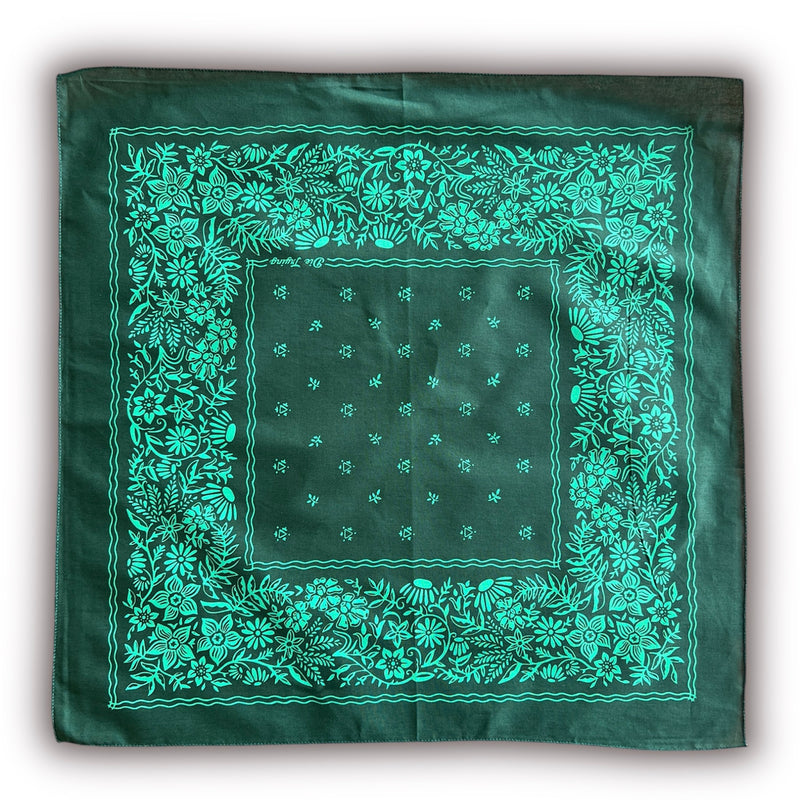 Fall Aster Bandana - Dark Green