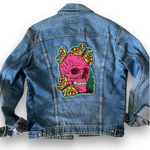 Pink Skull Butterflies Backpatch PREORDER