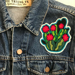 Pink Flowered Cactus Chainstitch Patch