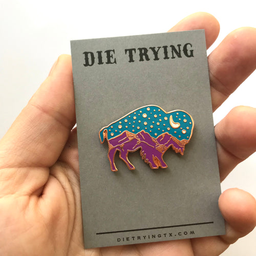 Starry Night Bison Enamel Pin