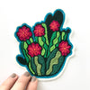 Pink Flowered Cactus Chainstitch Patch